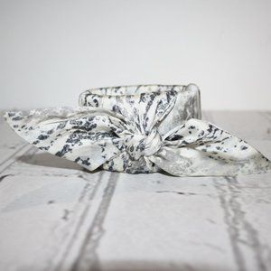 Beautiful cream and gray animal print bangle bracelet 7" spring hinge